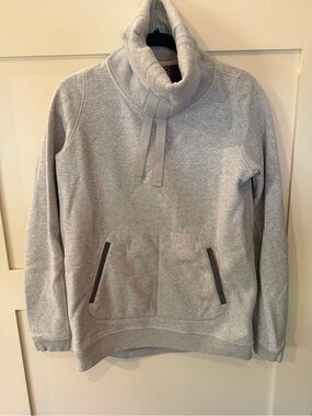 Womens Light Gray Funnel Neck Pullover Sweatshirt
